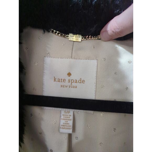 Kate Spade Black Faux Fur Back Bow Coat - Picture 3 of 7
